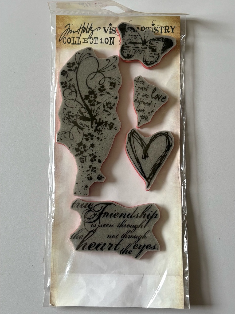 Tim Holtz Visual Artistry Heartfelt Cling Rubber Stamp Set CSS30218 Rare Retired